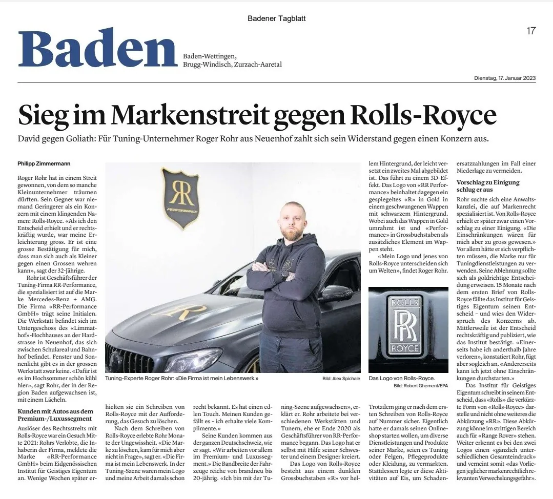 Sieg im Markenstreit gegen Rolls-Royce